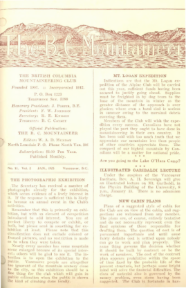 The B.C. Mountaineer 1925 January cover